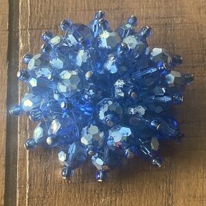 Vintage 1960s Blue Beaded Brooch